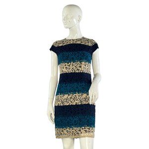 Ann Taylor Floral Lace Navy, Teal, Cream Dress NWOT
